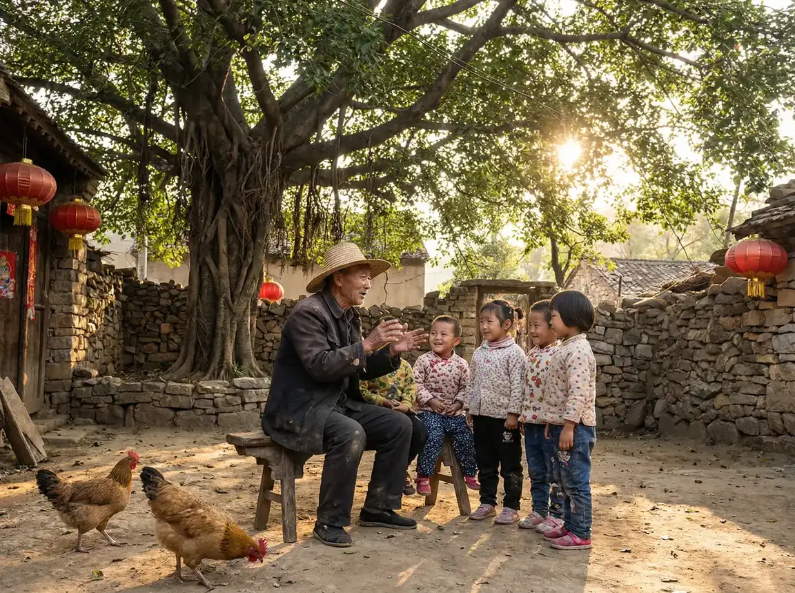 老人在大榕树下给孩子们讲故事 - 玉蒲团3之大官人要我种子下载 乡村记忆